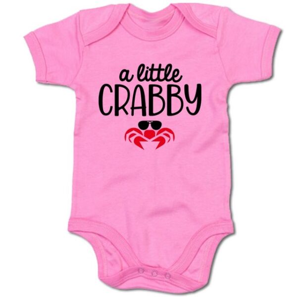 G-graphics Kurzarmbody Baby Body - A little crabby mit Spruch / Sprüche • Babykleidung • Geschenk zur Geburt / Taufe / Babyshower / Babyparty • Strampler