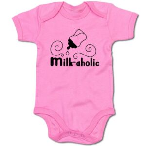 G-graphics Kurzarmbody Baby Body - Milk-aholic mit Spruch / Sprüche • Babykleidung • Geschenk zur Geburt / Taufe / Babyshower / Babyparty • Strampler