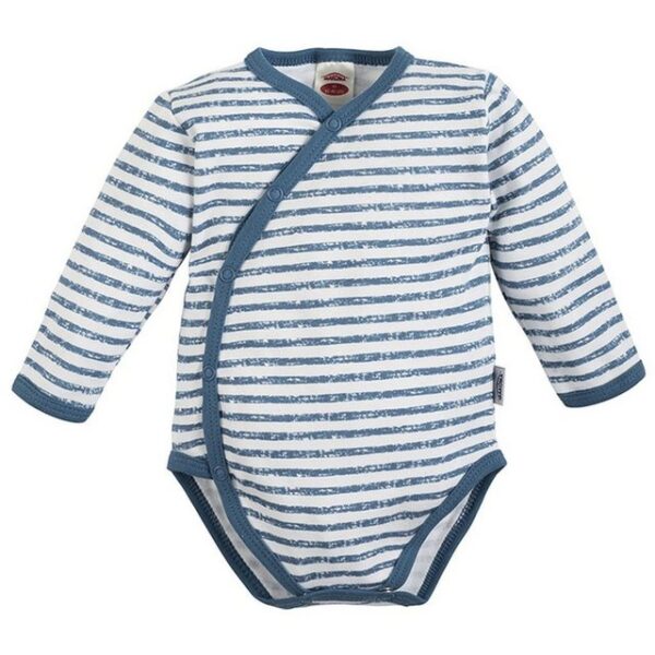 Makoma Langarmwickelbody Baby Body in Wickeloptik Maritim Streifen BlueSea (1-tlg) mit praktischer Druckknopfleiste