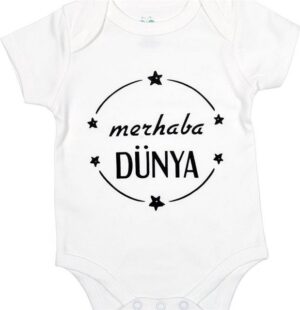 Kurzarmbody Baby Kurzarmbody Babyshower Geschenk mit Schriftzug Dehnbar Weiss