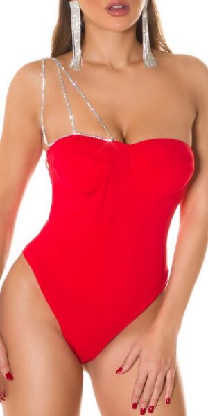 Koucla Blusenbody KouCla Sexy One-Shoulder Body mit Strass