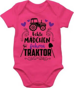 Shirtracer Shirtbody Echte Mädchen fahren Traktor - schwarz Baby Bagger Traktor und Co.