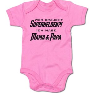 G-graphics Kurzarmbody Baby Body - Wer braucht Superhelden?! Ich habe Mama & Papa mit Spruch / Sprüche • Babykleidung • Geschenk zur Geburt / Taufe / Babyshower / Babyparty • Strampler