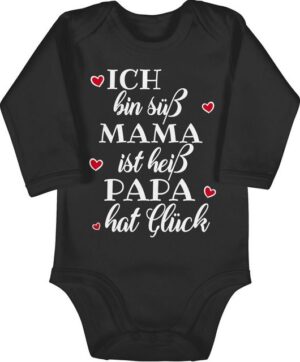 Shirtracer Shirtbody Ich bin süß Mama ist heiß Papa hat Glück Herzen Sprüche Baby