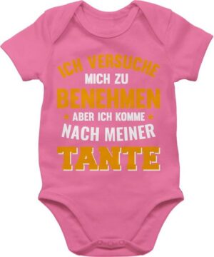 Shirtracer Shirtbody Ich versuche mich zu benehmen aber ich komme nach meiner Tante orange Sprüche Baby