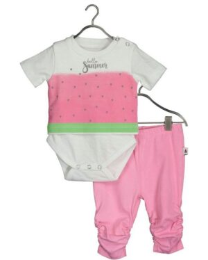 Blue Seven Kurzarmbody Blue Seven Baby Mädchen Set "Melone" in rosa/weiß (2-tlg) mit niedlichem Frontprint