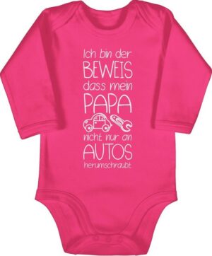 Shirtracer Shirtbody Ich bin der Beweis dass mein Papa nicht nur an Autos herumschraubt wei Sprüche Baby