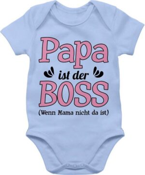 Shirtracer Shirtbody Papa ist der Boss wenn Mama nicht da ist - rosa Sprüche Baby