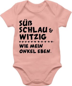 Shirtracer Shirtbody Süß schlau und witzig - wie mein Onkel eben - Schwarz Sprüche Baby