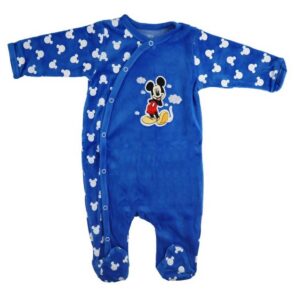 Disney Langarmwickelbody Disney Mickey Maus Baby Kleinkind Velour Strampler Einteiler Gr. 62 bis 92