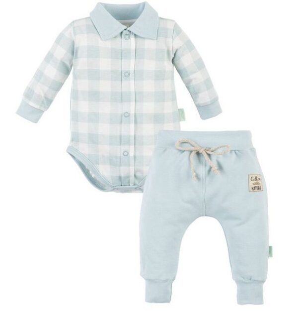 Makoma Hemdbody Baby Body Langarm Hemdbody Kariert & Hose für Jungen (Set