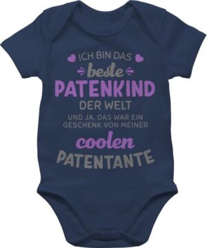 Shirtracer Shirtbody Ich bin das beste Patenkind der Welt grau/lila Patentante