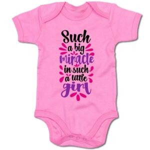 G-graphics Kurzarmbody Baby Body - Such a big miracle in such a little girl mit Spruch / Sprüche • Babykleidung • Geschenk zur Geburt / Taufe / Babyshower / Babyparty • Strampler