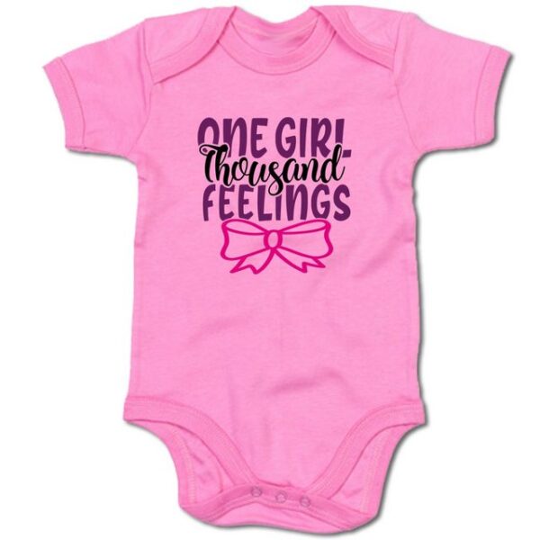 G-graphics Kurzarmbody Baby Body - One girl – thousand feelings mit Spruch / Sprüche • Babykleidung • Geschenk zur Geburt / Taufe / Babyshower / Babyparty • Strampler