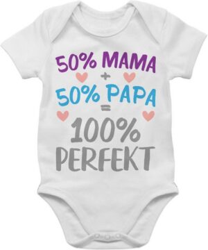 Shirtracer Shirtbody 50 % Mama 50 % Papa 100 % Perfekt Sprüche Baby