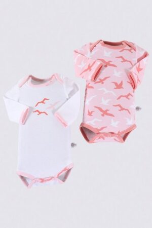 Ecocotton Langarmbody Baby Langarm Body Set TURNA SALMON aus 100% Bio Baumwolle (2-teilig) (Set