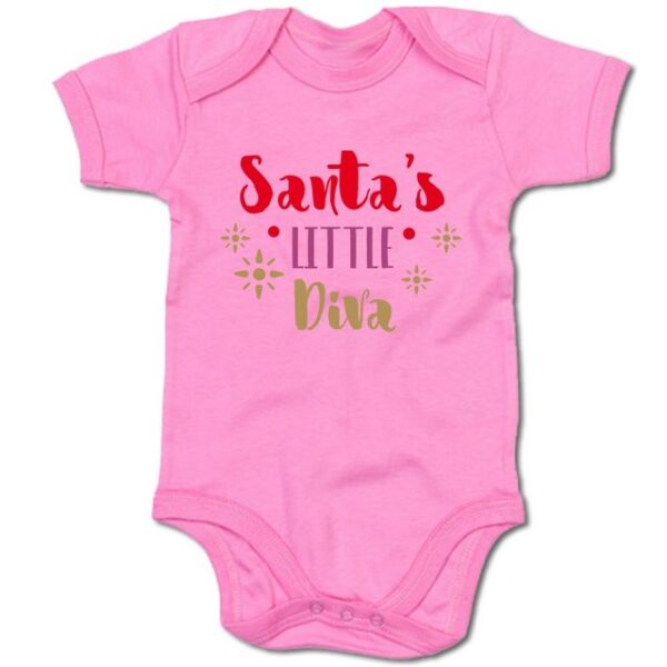 G-graphics Kurzarmbody Baby Body - Santa´s little Diva mit Spruch / Sprüche • Babykleidung • Geschenk zu Weihnachten • Strampler