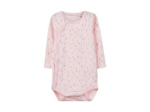 Name It Langarmbody Name It Baby Wickelbody rosa mit Allover-Print (1-tlg) mit praktischer Druckknopfleiste