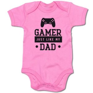 G-graphics Kurzarmbody Gamer – like my Dad Baby Body mit Spruch / Sprüche / Print / Motiv