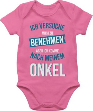 Shirtracer Shirtbody Ich versuche mich zu benehmen aber ich komme nach meinem Onkel Sprüche Baby