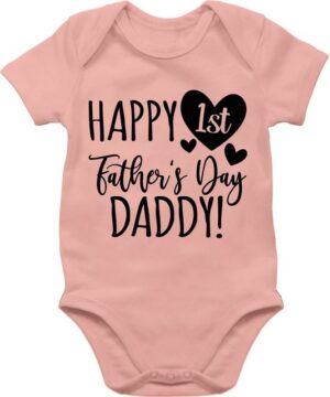 Shirtracer Shirtbody Happy 1st Father's Day Daddy! - schwarz Geschenk Vatertag Baby